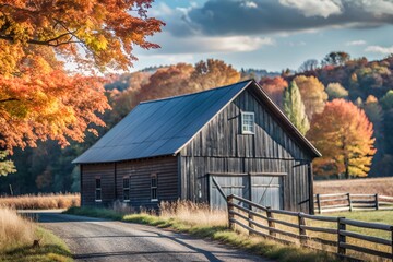 Rustic Barn in Autumnal Countryside