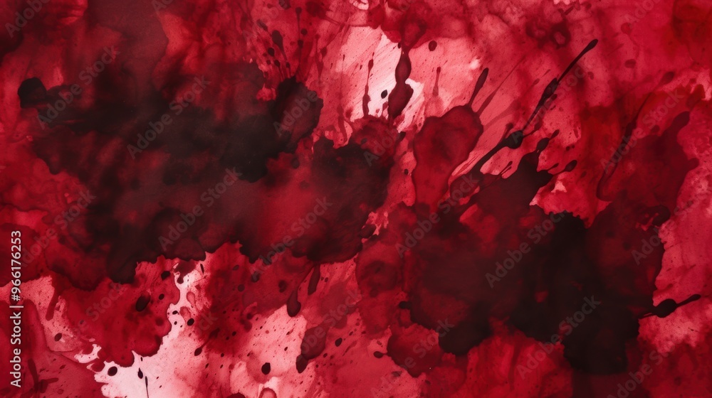 Poster a deep red background with a lightly and evenly distributed black watercolor spread effect.