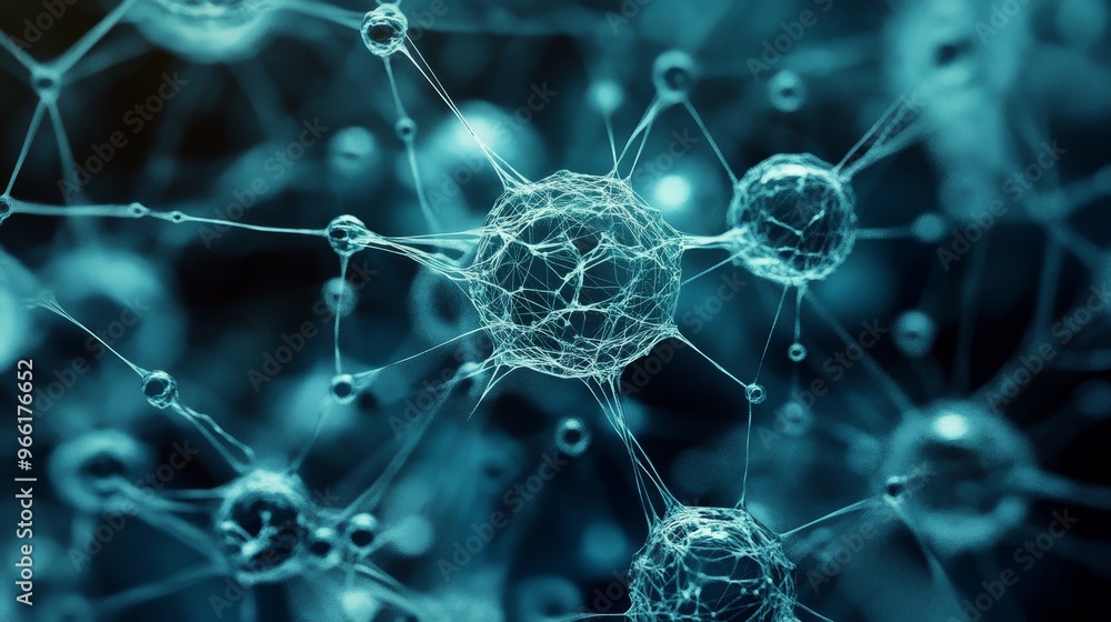 Poster a captivating abstract illustration representing interconnected molecular structures, symbolizing co