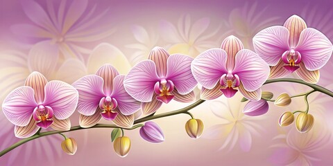 Fototapeta premium Delicate Pink Orchids on a Soft Floral Background, Orchid, Flower, Bloom