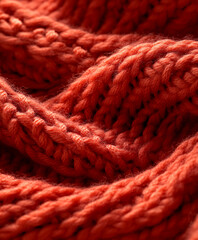  Stockinette Stitch, thick knit fabric in bright red