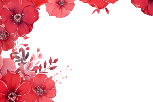 PNG Red flower frame backgrounds petal plant.