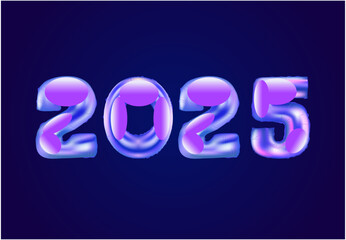 2025 Happy New Year Foil Helium Balloons Typography Blue Design Abstract Logo Symbol Vector Illustration