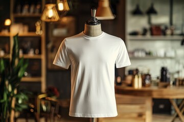 Fototapeta premium Tshirt on stylish mannequin in boutique background created with Generative AI