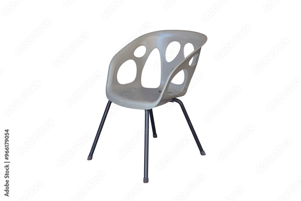 Wall mural grey chair isolated on white background. modern design plastic chair