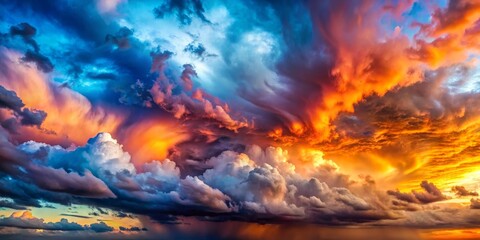 Dramatic Sunset Cloudscape A Vivid Spectrum of Colors, Cloudscape, Sunset, Weather