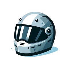 Fototapeta premium Modern bike helmet, flat illustration, graphics resources for gaming asset, on white background