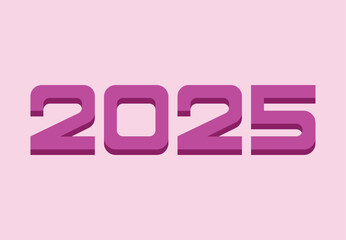 2025 Happy New Year Design Purple Elegant Abstract Logo Symbol Vector Illustration