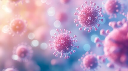 Vibrant representation of virus particles, illustrating the intricate design and color variations in microscopic detail.