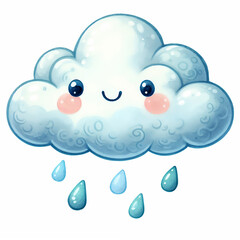 Cute cartoon cloud on white background.AI