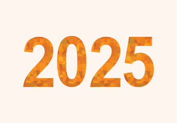 2025 Happy New Year Design Orange Elegant Glitter Abstract Logo Symbol Vector Illustration