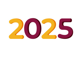 2025 Happy New Year Design Yellow And Maroon Elegant Abstract Logo Symbol Vector Illustration