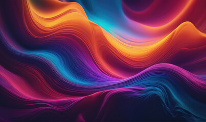 Obraz premium Abstract waves of red, orange, blue, and purple create a vibrant and dynamic digital landscape