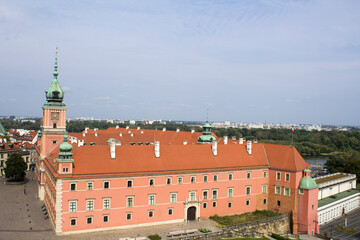 Obraz premium View of the Royal palace on the summer day. Top view. Close-up. Warsaw. Poland.