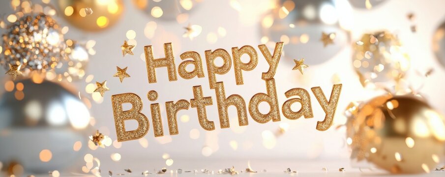 Celebrate your special day with this festive birthday design featuring sparkles and cheerful decorations.