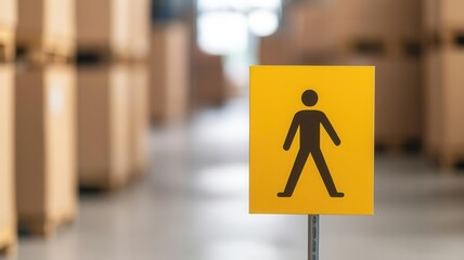 A regulatory caution sign at a warehouse dock