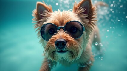 Fototapeta premium Playful Dog Swimming Underwater Fun