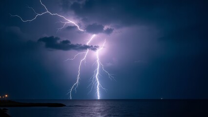 Majestic Lightning Storm Over Ocean