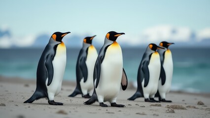 Fototapeta premium Charming Emperor Penguins on Shoreline