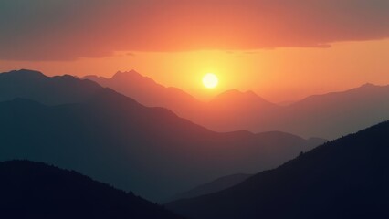 Obraz premium Majestic Sunset Over Mountain Ranges