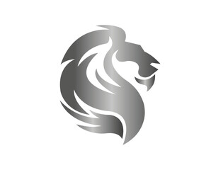 Creative Grey Lion Head Mettalic Symbol Vector stock illustration stock illustration