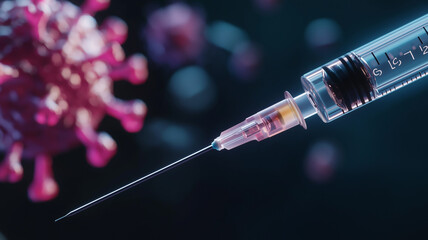 Strzykawka z igłą że szczepionką przeciwwirusową