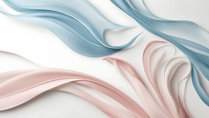 Obraz premium Abstract watercolor with flowing lines in soft blue and pink. The dreamy composition blends gently, creating a soothing, modern, artistic statement.