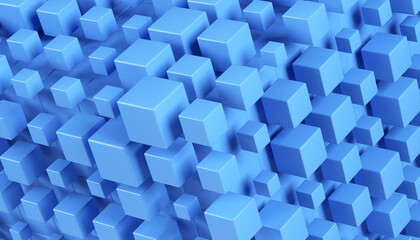 3d abstract blue cubic background.