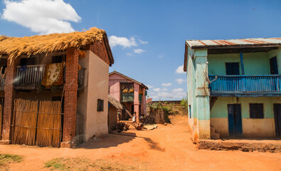 Road through village in central Madagascar