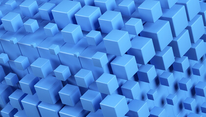 Modern abstract geometric background with 3d blue cubes..