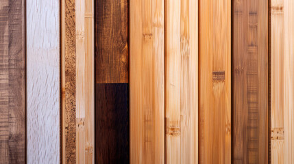 Assorted Wooden Flooring Samples Displayed on a Surface. Concept of Interior Design Materials, Home Renovation Choices, Construction Elements, and Flooring Options. Texture and Pattern Variety