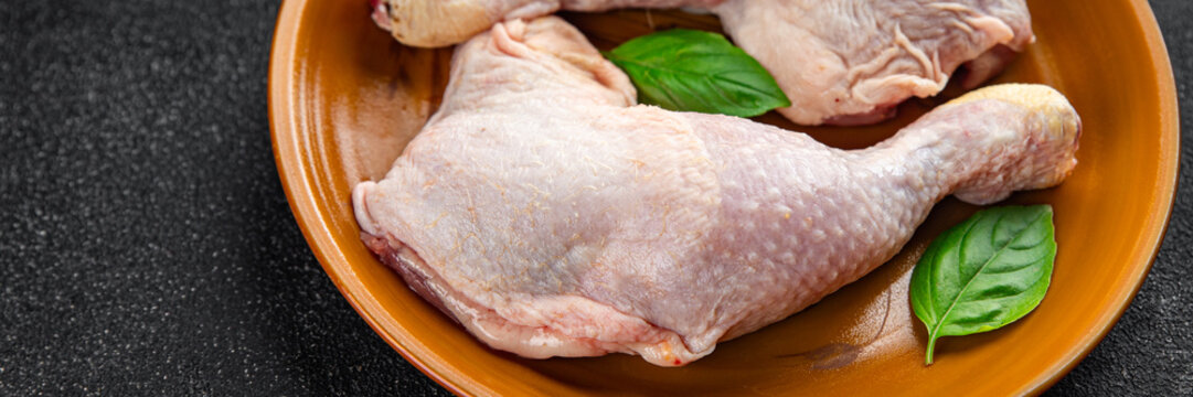 chicken meat legs raw poultry flesh on the bone gourmet fresh meal food snack on the table copy space food background rustic top view