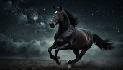 Obraz premium Majestic Horse Galloping Under Stars