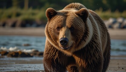 Obraz premium Majestic Grizzly Bear in Nature