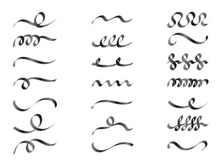 Shiny Banners, Ribbons Set in Metallic Satin