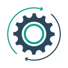 Gear icon. Operation, setting, setup, loading, development, process, evolution, exploitation, develop icon. Single gear sign isolated on white background. Vector illustration.