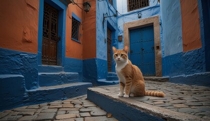 Charming Cat in Colorful Alleyway