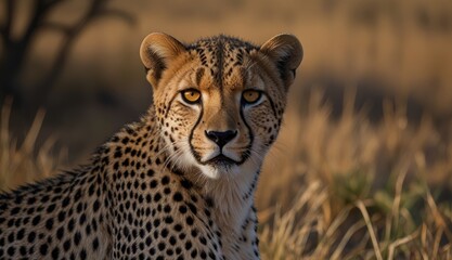 Majestic Cheetah in Golden Grasslands