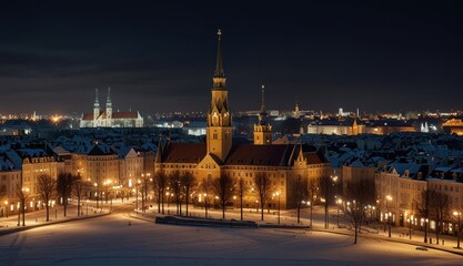 Obraz premium Charming Winter Evening in the City