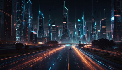 Futuristic Cityscape at Night