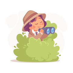 Inspecting Detective Girl Character Investigating Case Vector Illustration