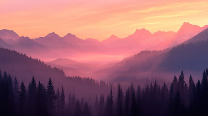Obraz premium Misty Morning in the Mountains