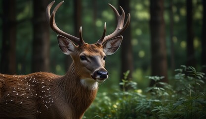 Majestic Deer in Lush Forest