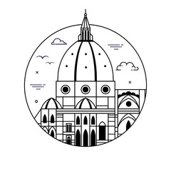 Travel Italy Icon with Santa Maria del Fiore