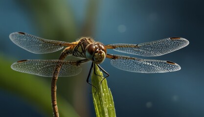Close-Up of a Dragonfly in Nature