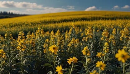 Obraz premium Vibrant Yellow Flower Field