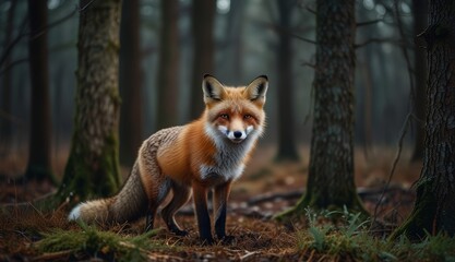 Fototapeta premium Majestic Red Fox in Forest