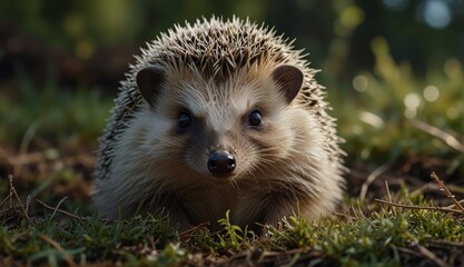 Naklejka premium Adorable Hedgehog in Natural Habitat