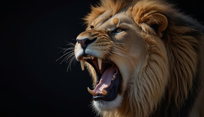 Fototapeta premium Majestic Roaring Lion Portrait