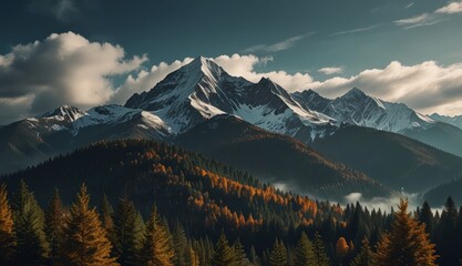 Obraz premium Majestic Mountain Landscape in Autumn Light